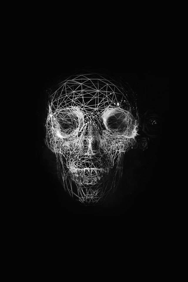 Digital Skull Dark Abstract Art Illustration Bw Android wallpaper