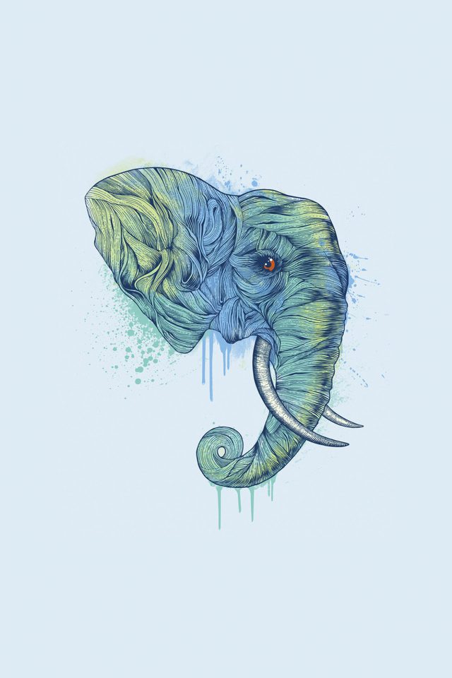 Elephant Art Illust Drawing Animal Android wallpaper