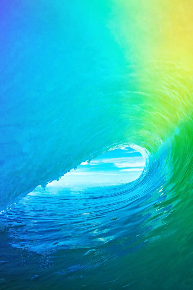 Ios9 Apple Wave Rainbow Sea Ocean Android wallpaper
