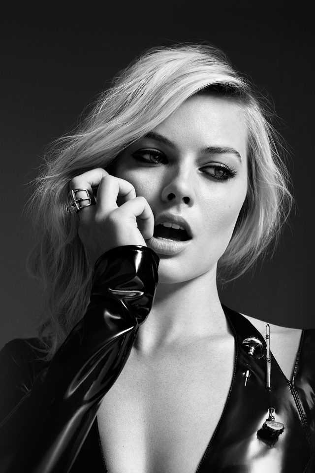 Margot Robbie Bw Photo Celebrity Girl Android wallpaper