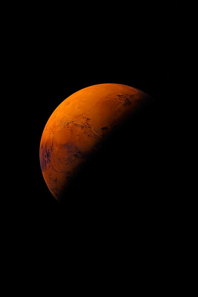 Mars Planet Apple Dark Space Orange Android wallpaper