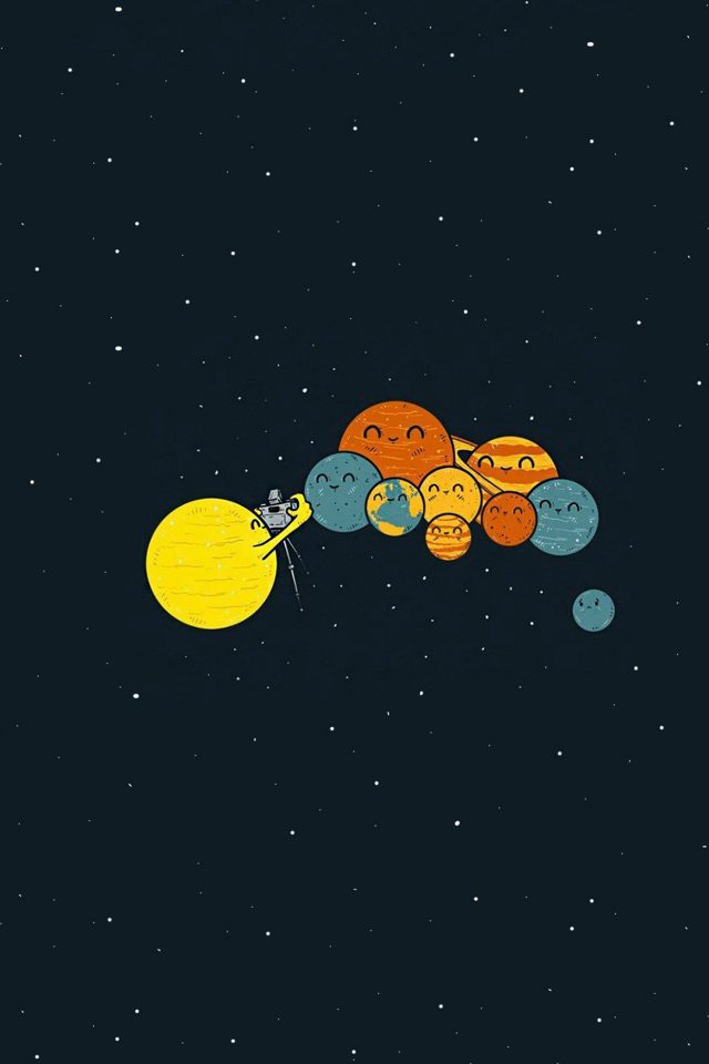 Planets Cute Illustration Space Art Android wallpaper