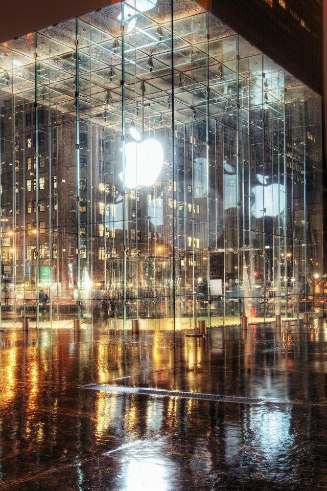 Raining Apple Store Newyork Android wallpaper