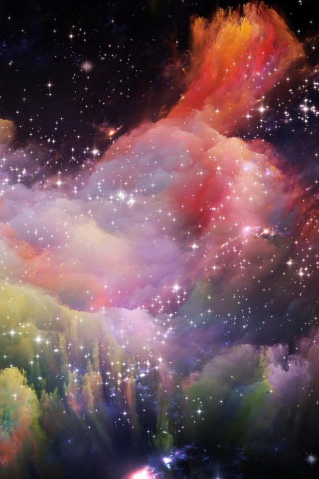 Space Rainbow Colorful Star Art Illustration Android wallpaper