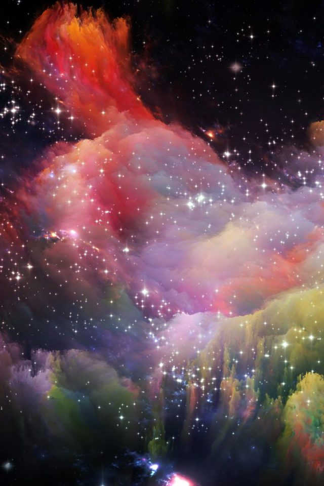 Space Rainbow Colorful Star Art Illustration Red Android wallpaper