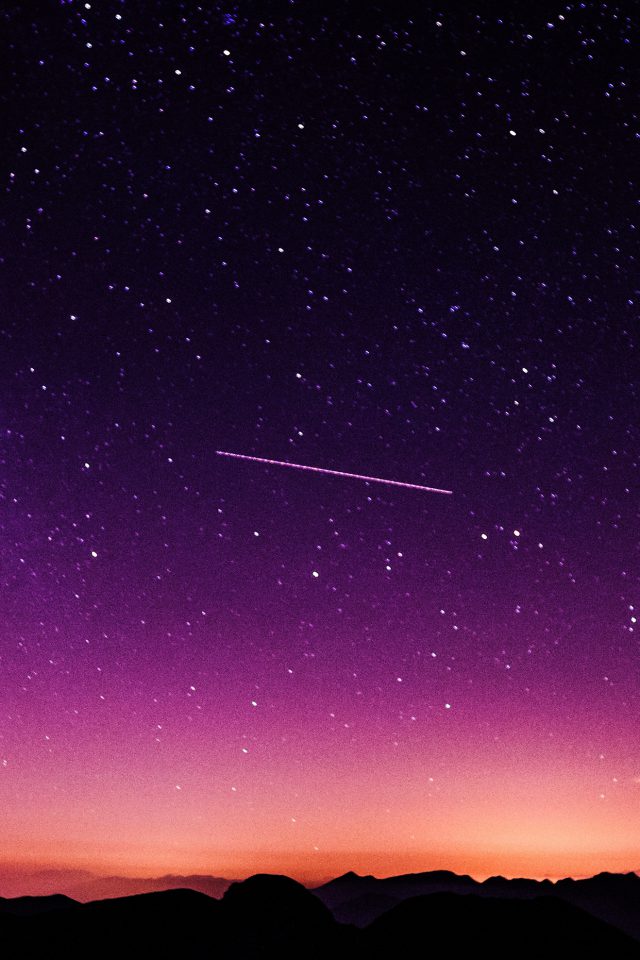 Star Galaxy Night Sky Mountain Purple Red Nature Space Android wallpaper