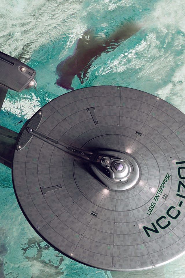 Starship Enterprise Blue Space Art Illust Android wallpaper