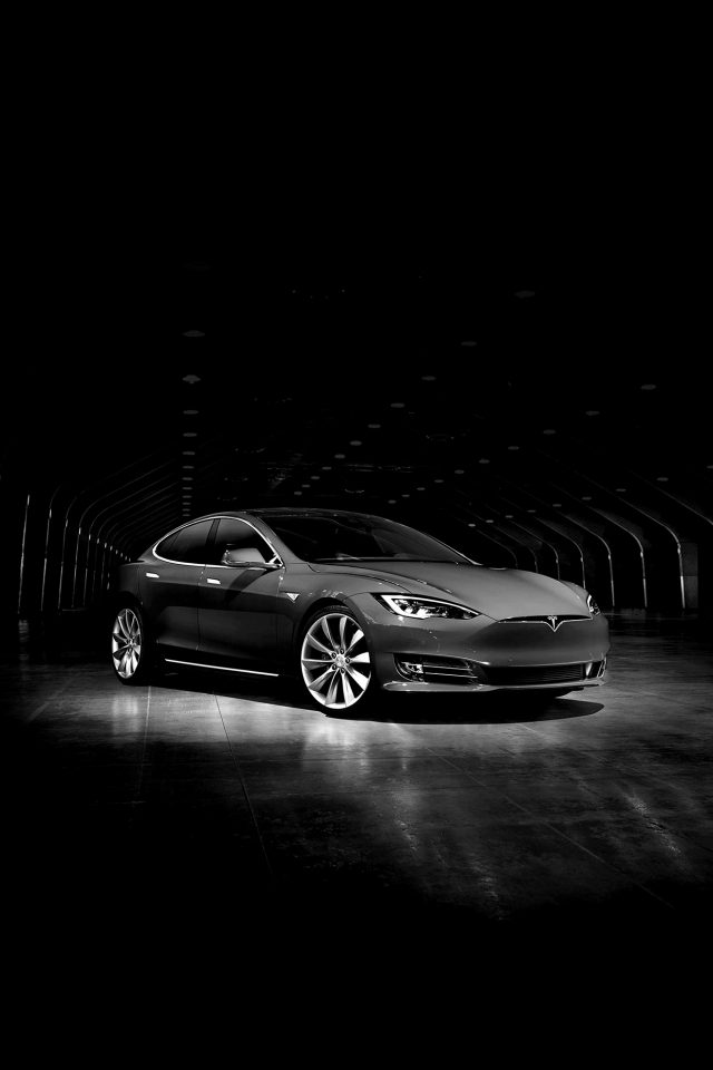 Tesla Model Dark Bw Car Android wallpaper