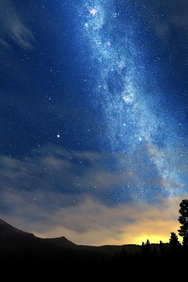 Wonderful Tonight Space Star Sunset Mountain Android wallpaper