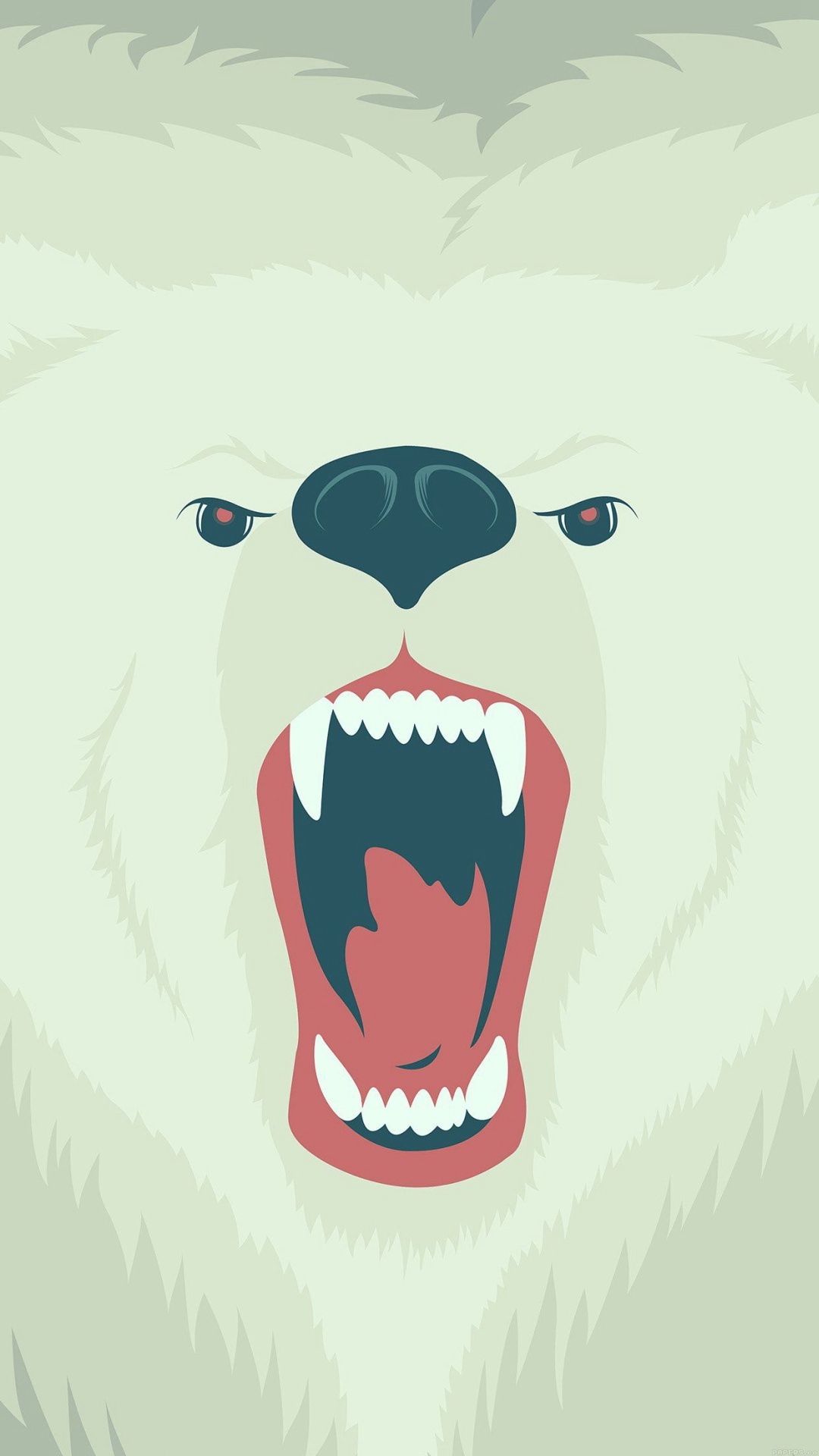 Fierce Polar Bear Winter Cartoon Illust Android Wallpaper