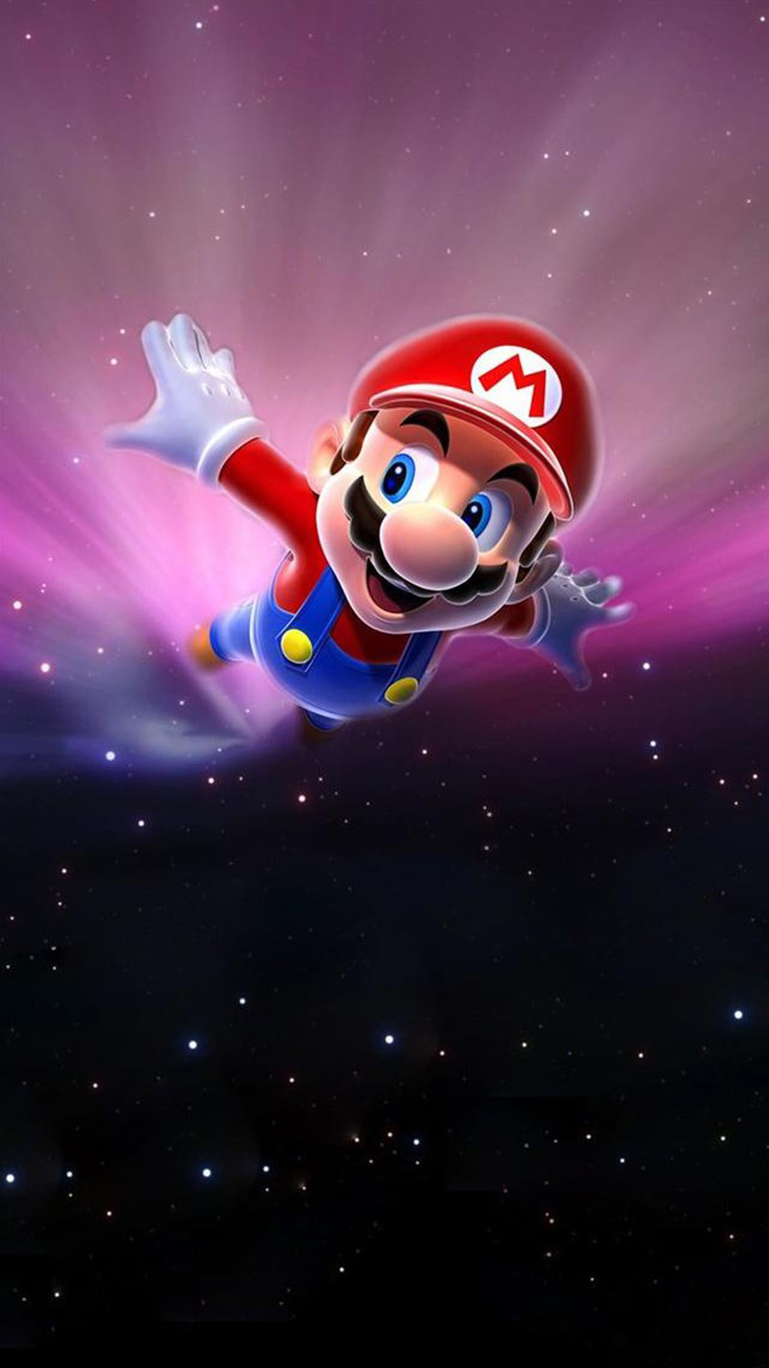 Mario flying in space Mac Android wallpaper