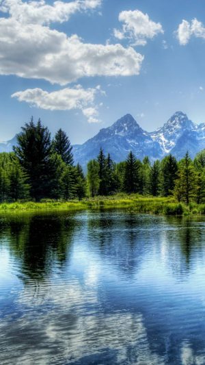 Lake Mountains Sky Android wallpaper