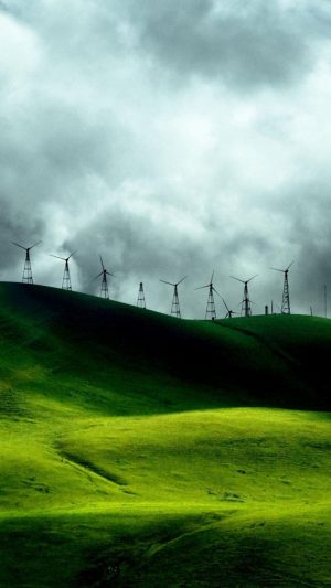 Turbines Landscape Mountains Android wallpaper