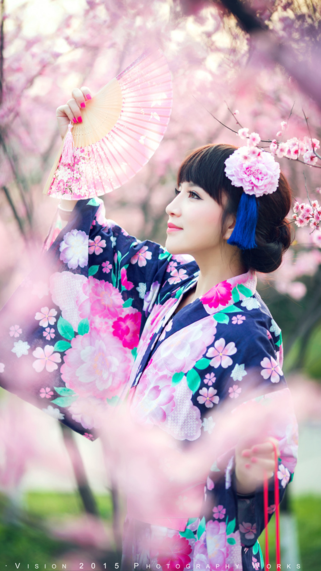 Cherry Blossoms Girl Android wallpaper