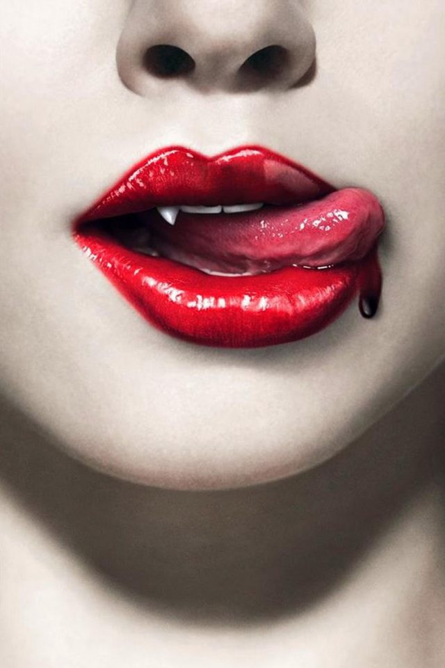 Red Vampire Lips Android wallpaper