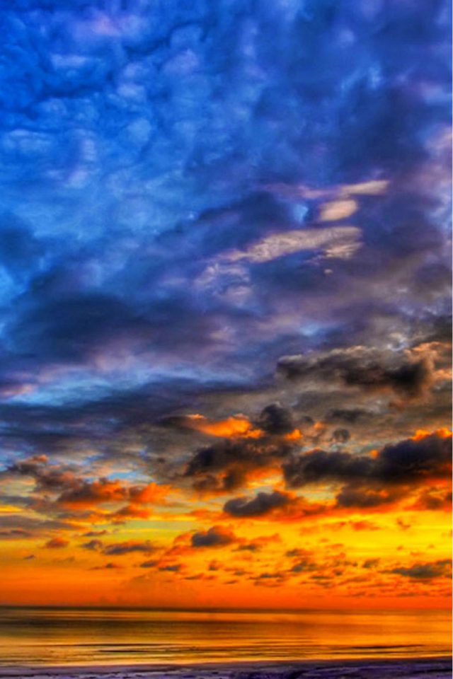 Sunset Beach Clouds Android wallpaper