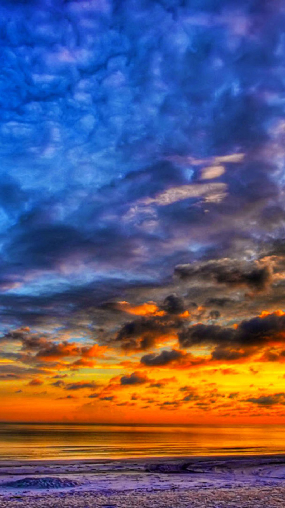 Sunset Beach Clouds Android wallpaper