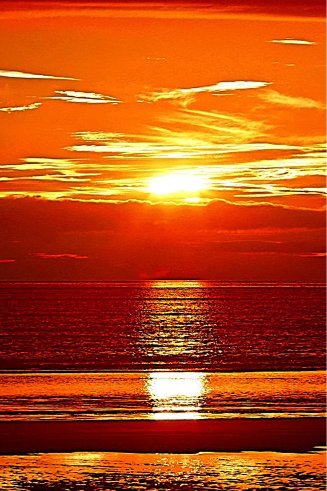 Sunrays Orange Beach Android wallpaper