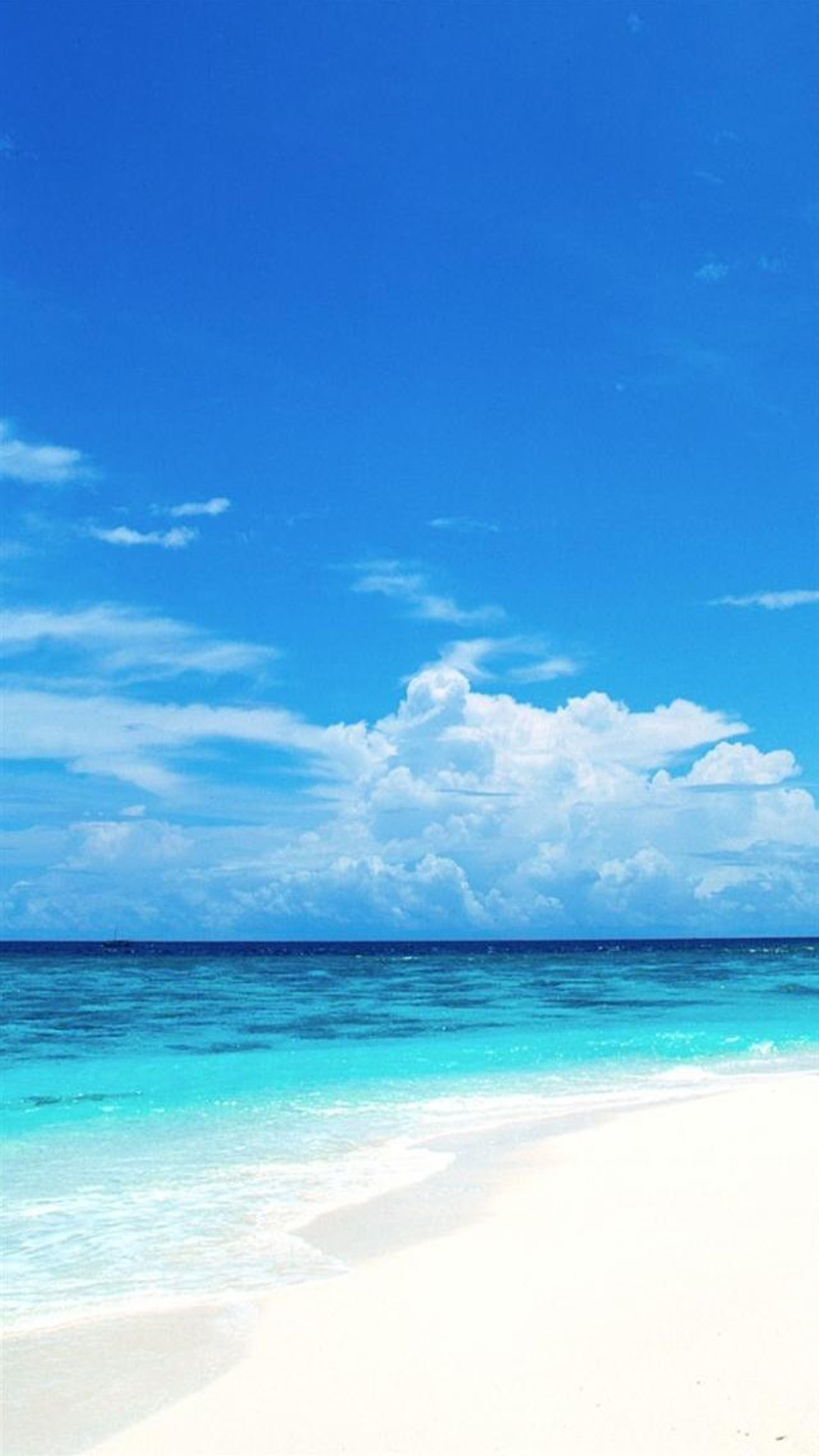 Blue Sea and White Beach Android wallpaper