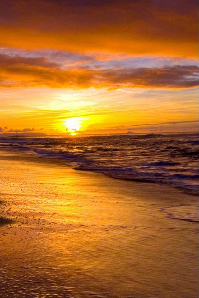 Great Sunset on the Beach Android wallpaper