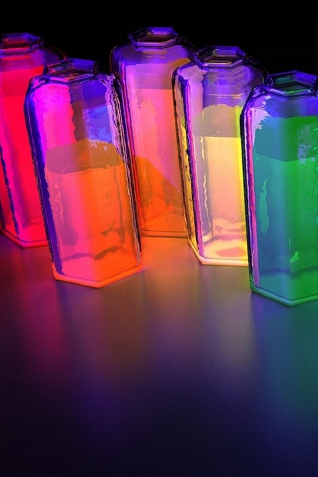 Colorful water-bottles Android wallpaper