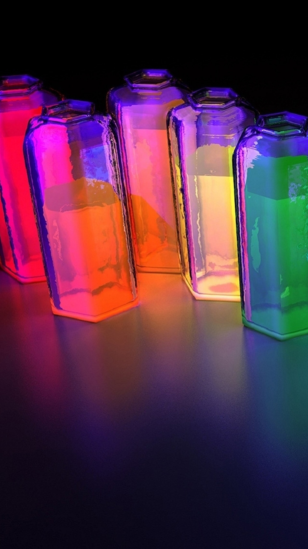 Colorful water-bottles Android wallpaper