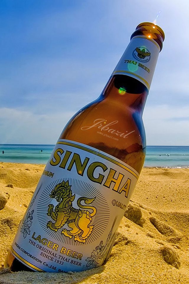 Summer beach beer bottle Android wallpaper