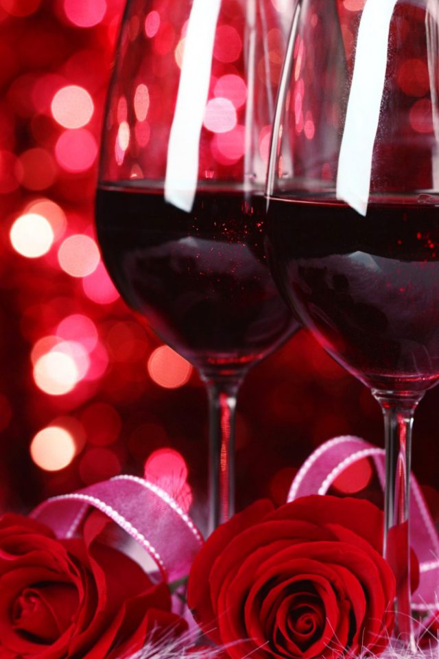 Valentine Wine And Roses Android wallpaper
