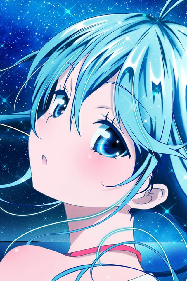 Anime Girl Blue Beautiful Arum Art Illustration Android wallpaper
