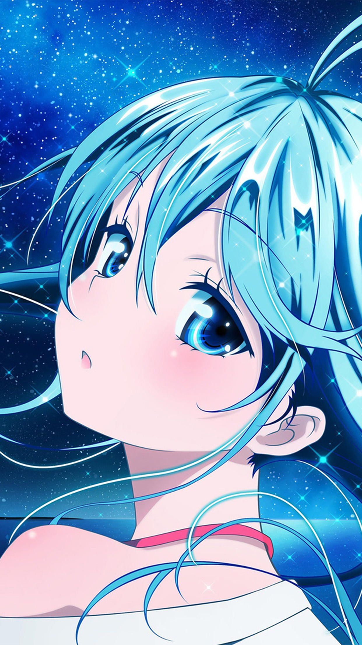 Anime Girl Blue Beautiful Arum Art Illustration Android Wallpaper