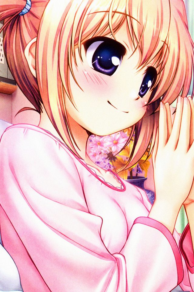 Anime Girl In Bed Smile Android wallpaper