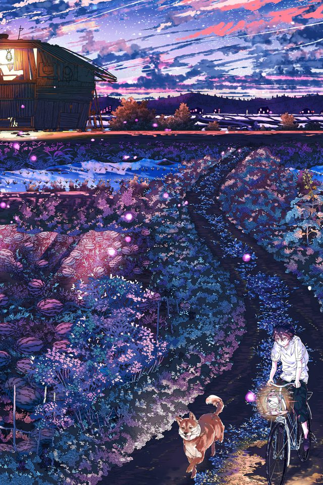 Anime Night Art Sunset Lovely Illustration Android wallpaper
