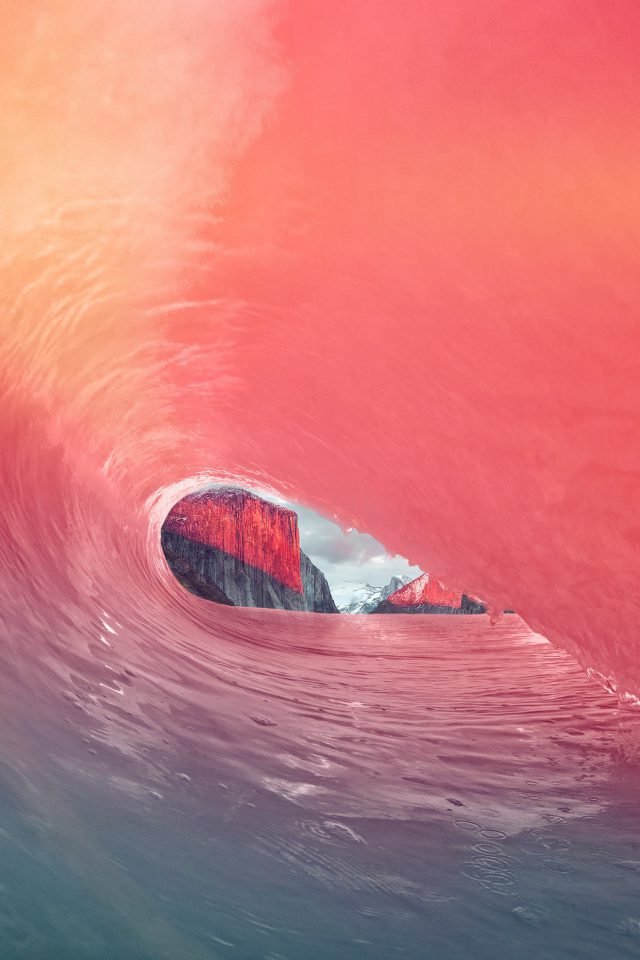 Apple Osx Yosemite Wave Rainbow Sea Pink Android wallpaper