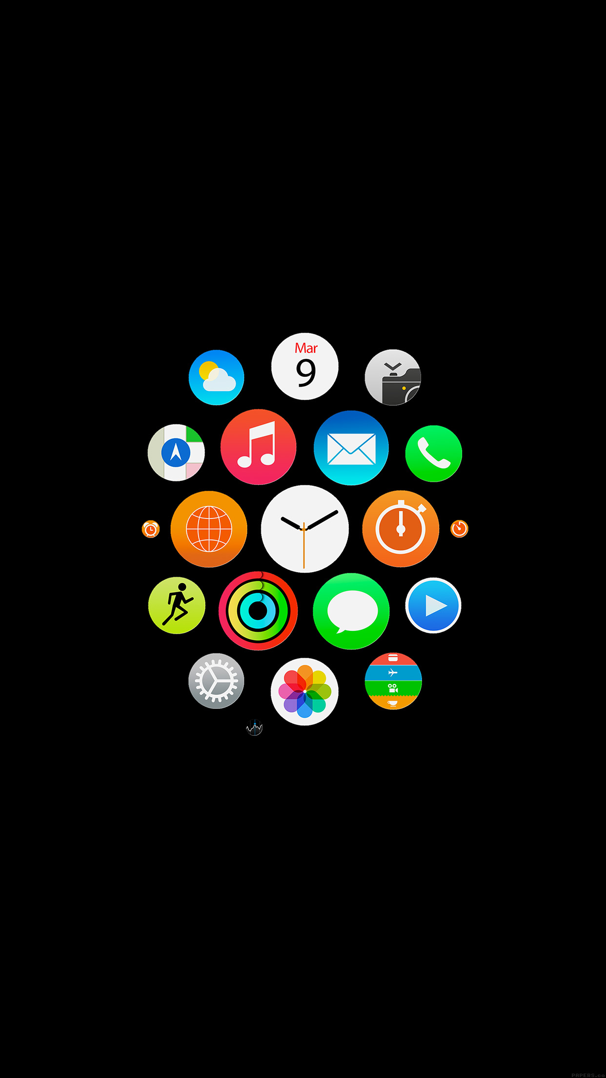Apple Watch Icons Art Illust Dark Android wallpaper