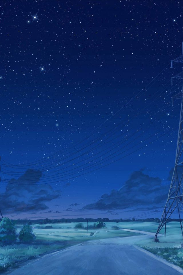 Arseniy Chebynkin Night Sky Star Blue Illustration Art Anime Android wallpaper