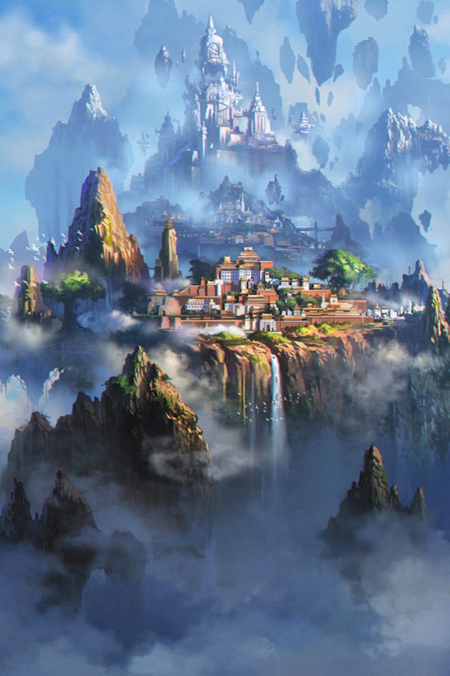 Cloud Town Fantasy Anime Liang Xing Illustration Art Android wallpaper
