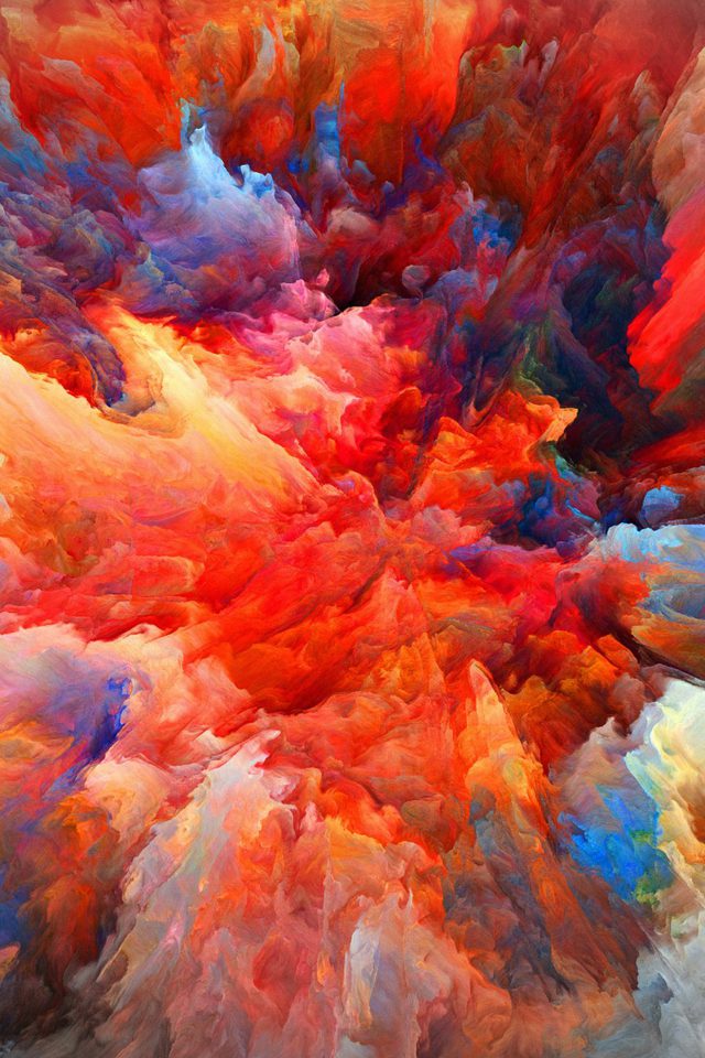 Color Explosion Red Paint Pattern Android wallpaper