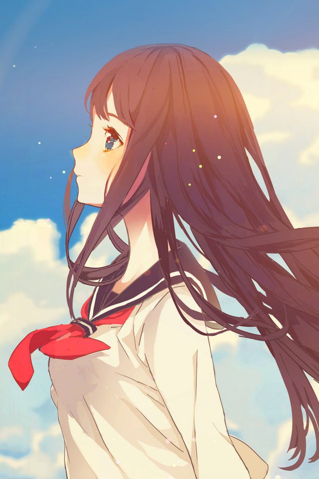 Cute Girl Illustration Anime Sky Flare Android wallpaper