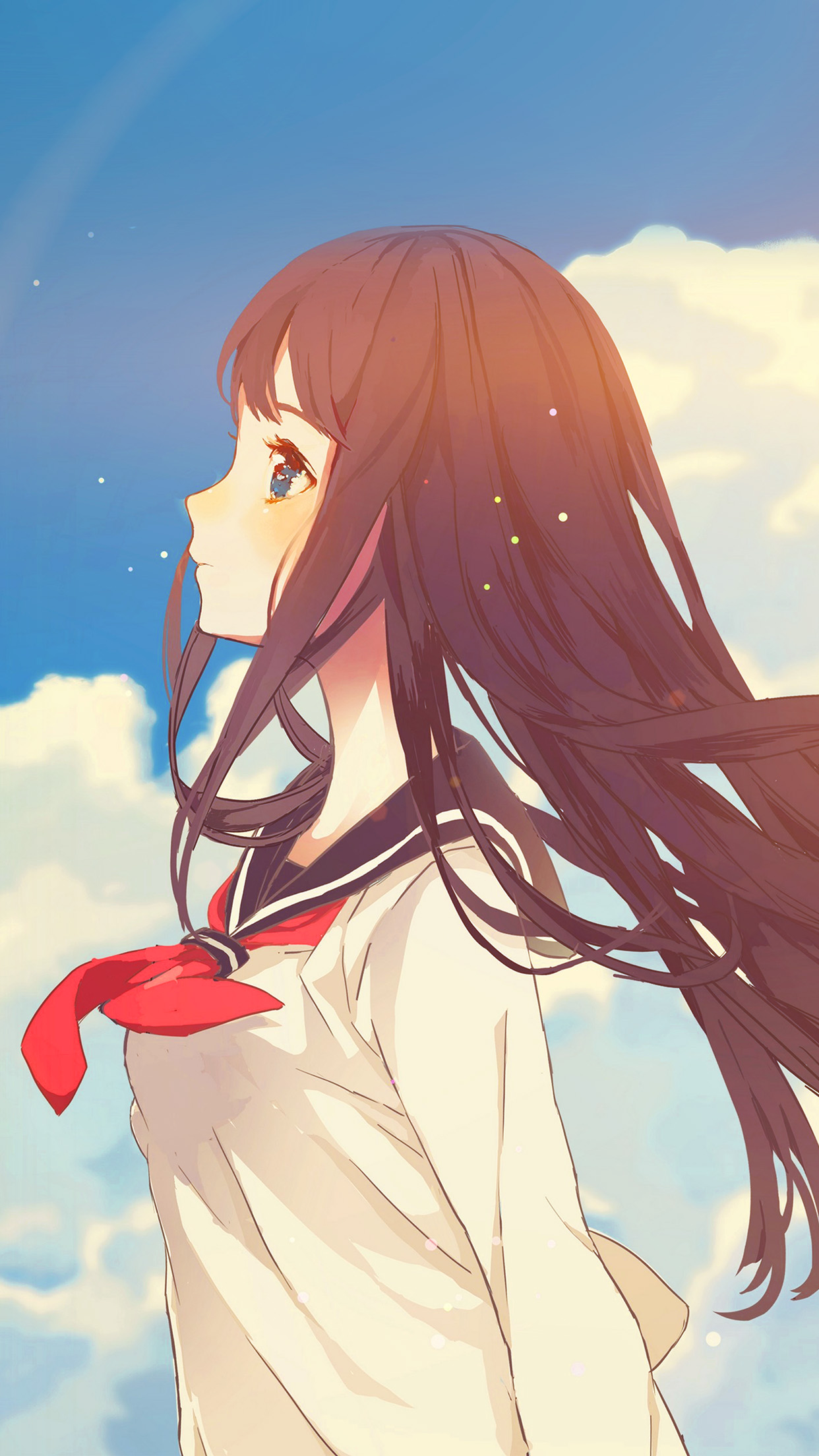 Cute Girl Illustration Anime Sky Flare Android wallpaper