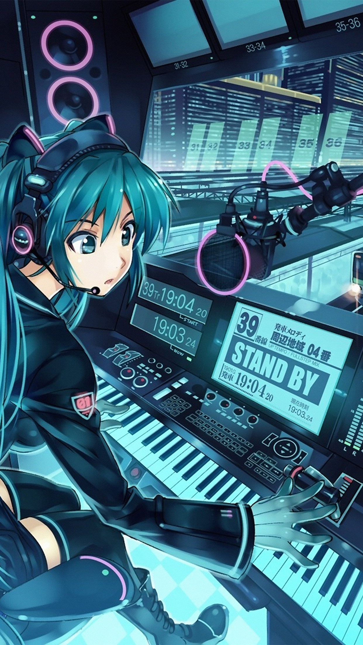 Hatsune Miku Anime Girl Train Blue Art Illustration ...