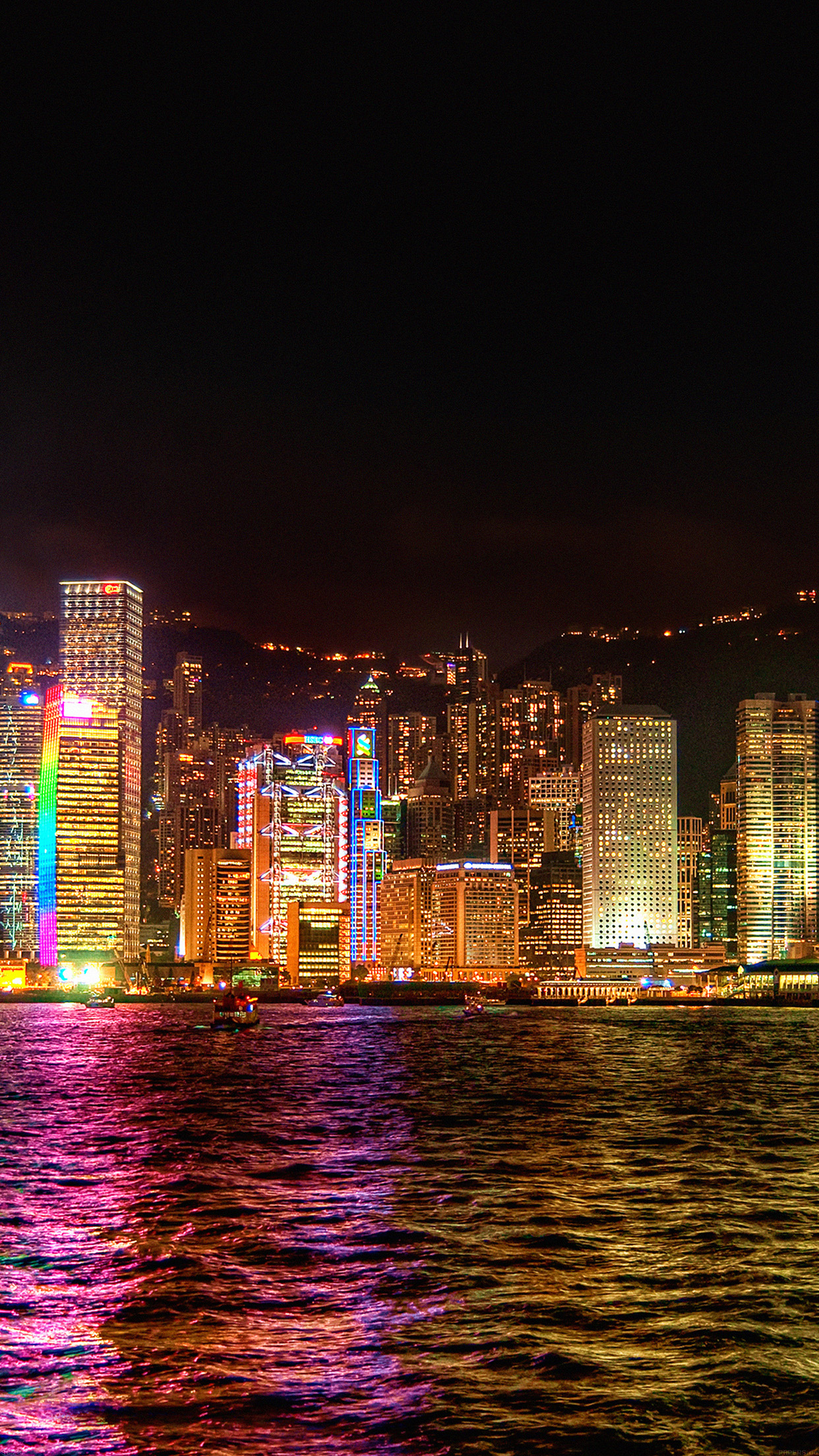 Hongkong Night Symposium Of Light Android wallpaper
