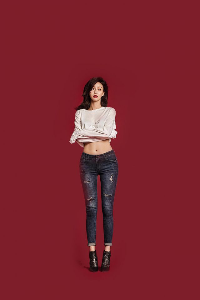 Kpop Girl Kwon Nara Red White Android wallpaper