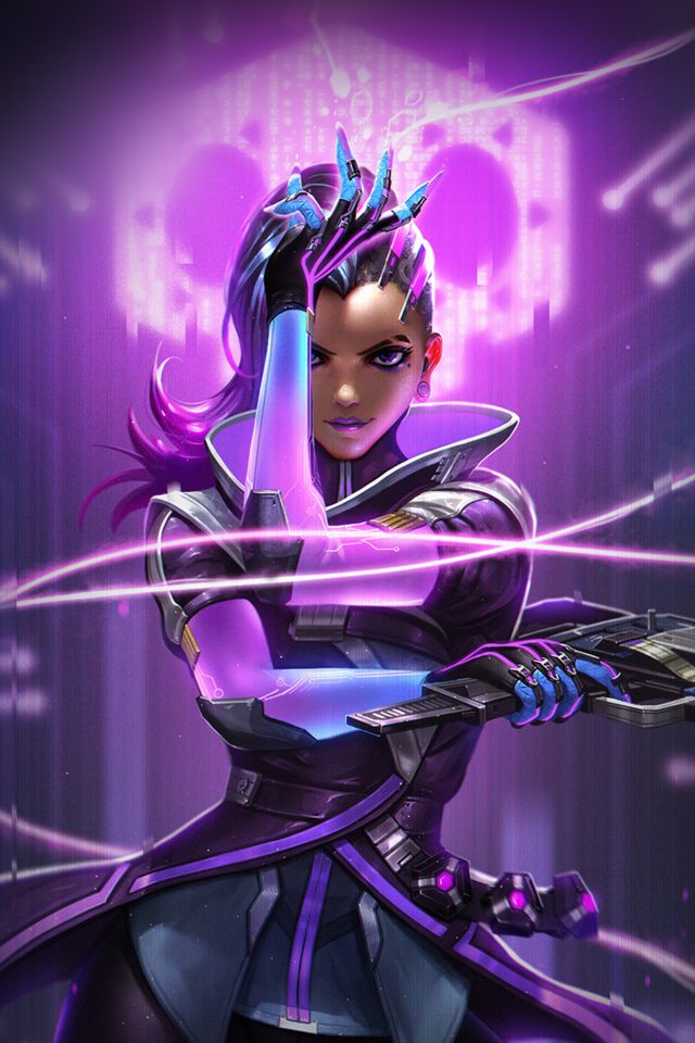 Liang Xing Overwatch Sombra Purple Game Hero Illustration Art Android wallpaper