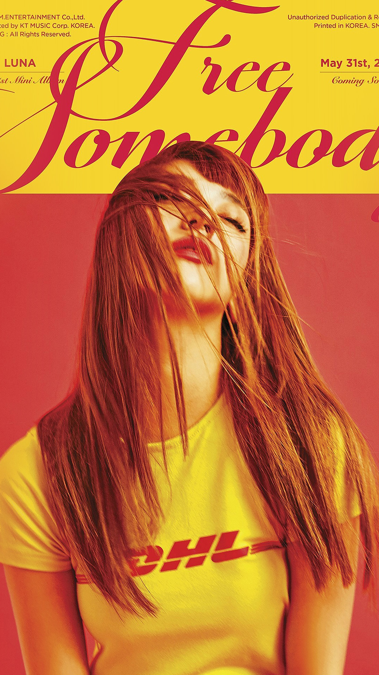 Luna Album Cover Kpop Art Red Yellow Girl Android wallpaper
