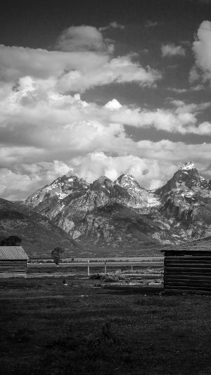 Nature Mountain Flare Sky Cloud Farm Bw Dark Android wallpaper