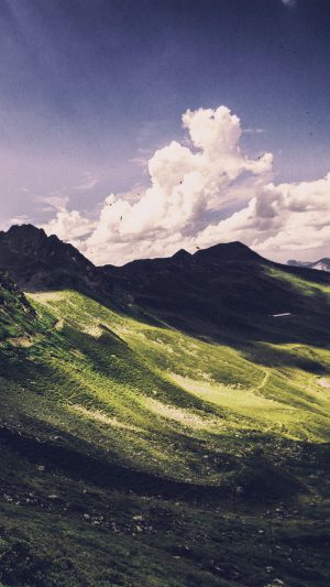 Nature Mountain Green Cloud Sunny Summer Android wallpaper