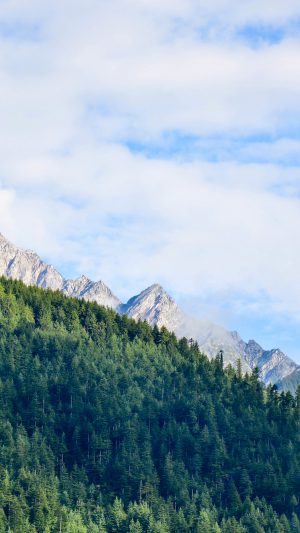 Nature Mountain Sky Blue Green Sunny Summer Android wallpaper