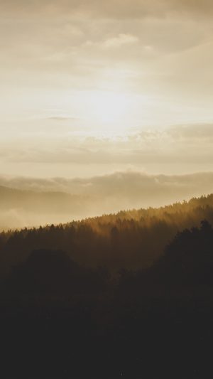 Nature Mountain Sunset Yellow Android wallpaper