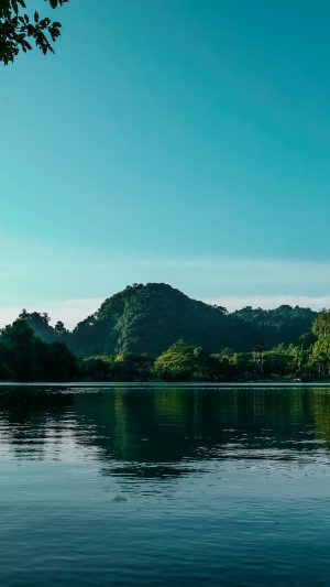 Nature River Lake Mountain Tree Vacation Blue Green Android wallpaper