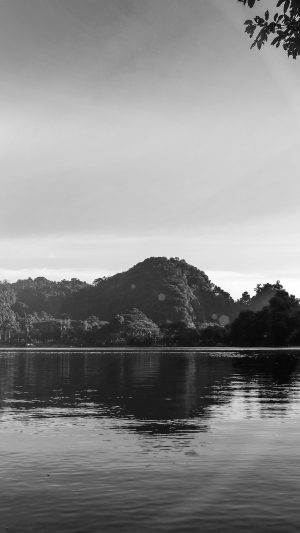 Nature River Lake Mountain Tree Vacation Flare Bw Android wallpaper